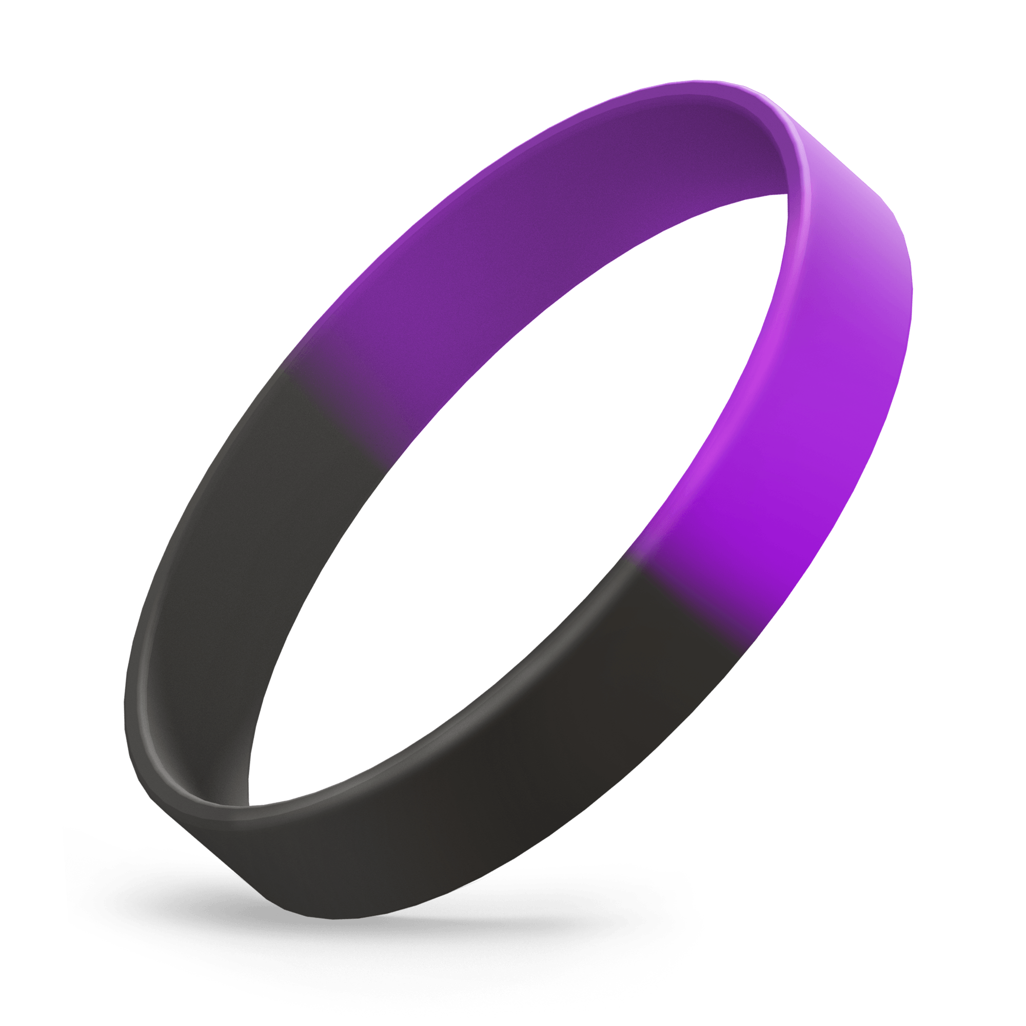 Custom Ink Injected (Black / Purple Segmented) Silicone Wristbands - Rubber Bracelets by Wristband Resources