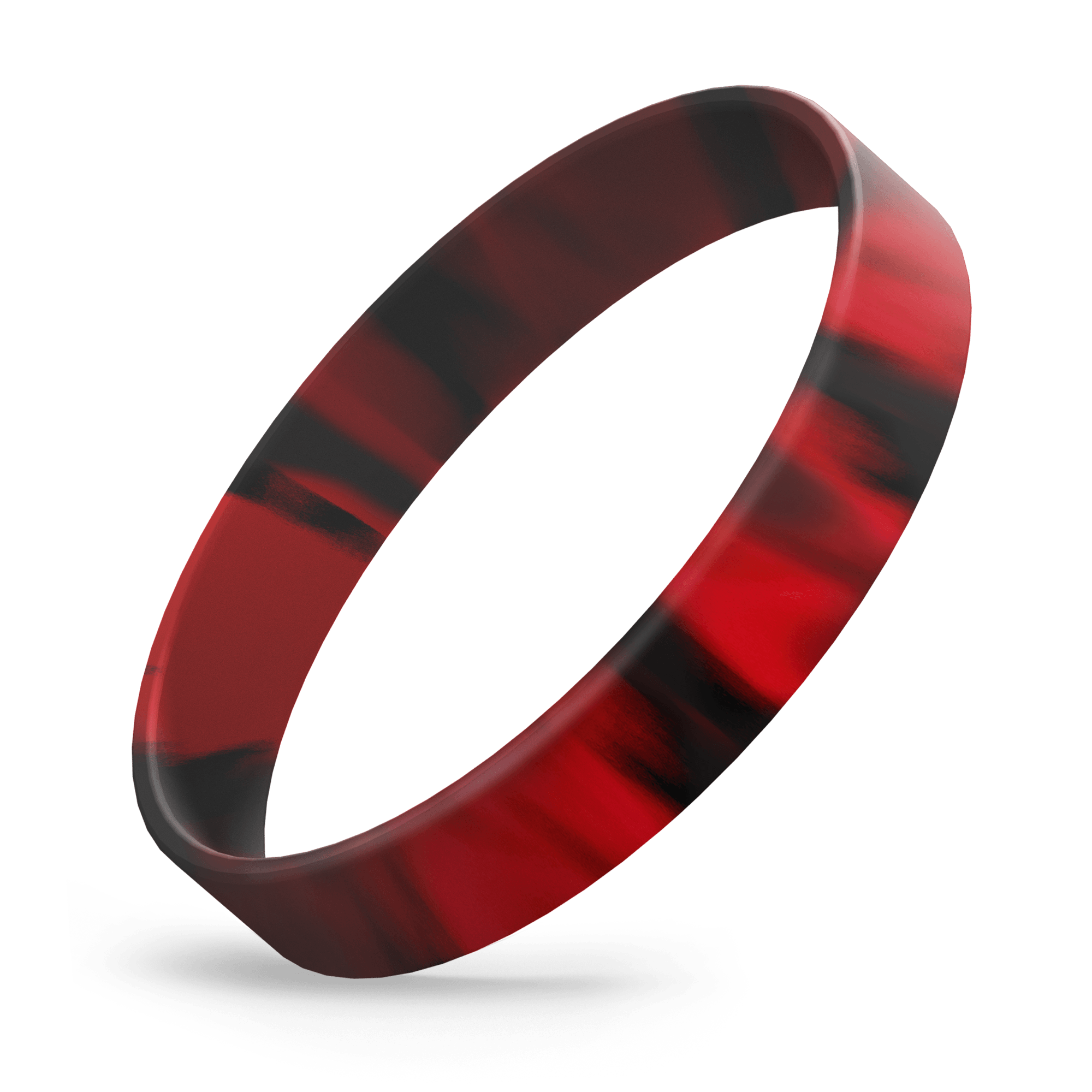 Custom Ink Injected (Black / Red Swirl) Silicone Wristbands - Rubber Bracelets