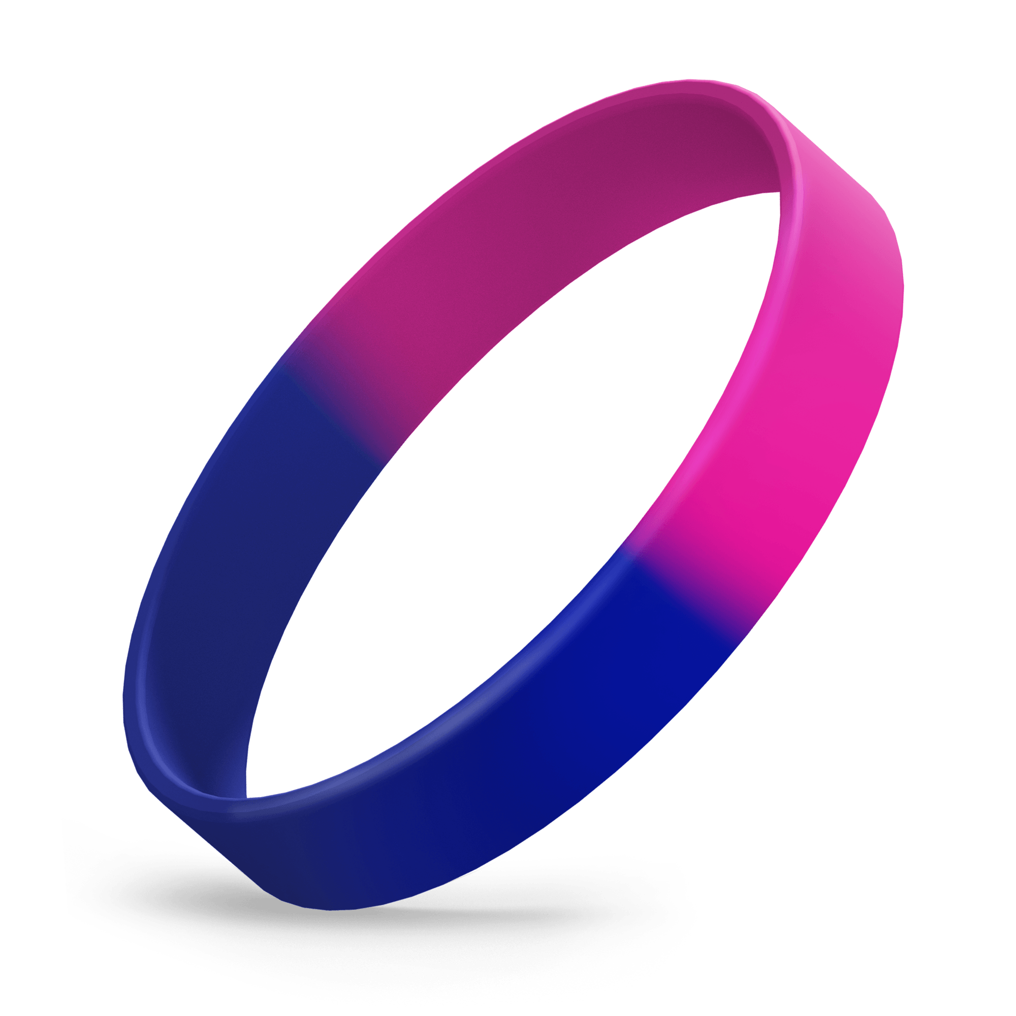 Custom Embossed Printed (Blue / Hot Pink Segmented) Silicone Wristbands - Rubber Bracelets by Wristband Resources