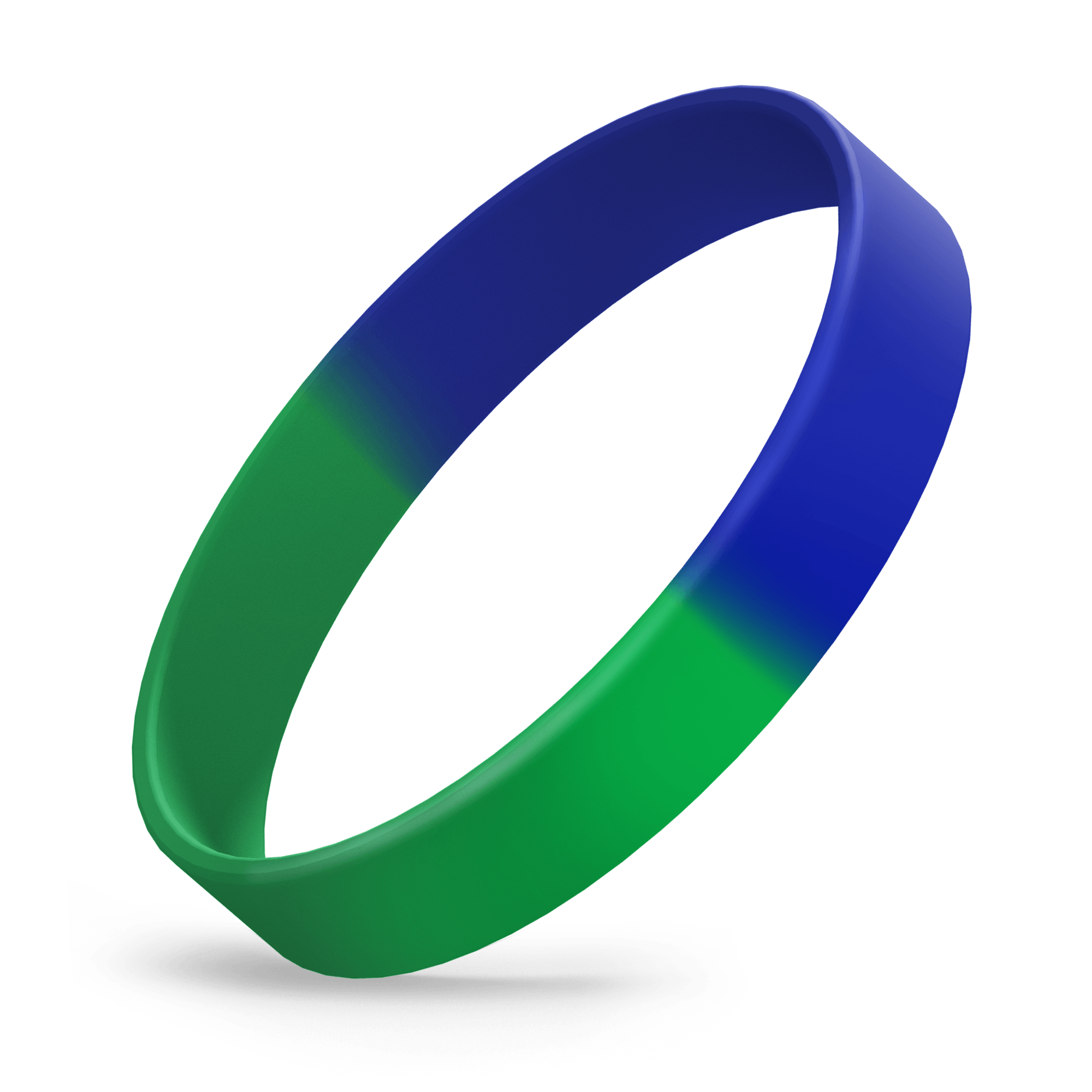 Custom Printed (Green / Reflex Blue Segmented) Silicone Wristbands - Rubber Bracelets
