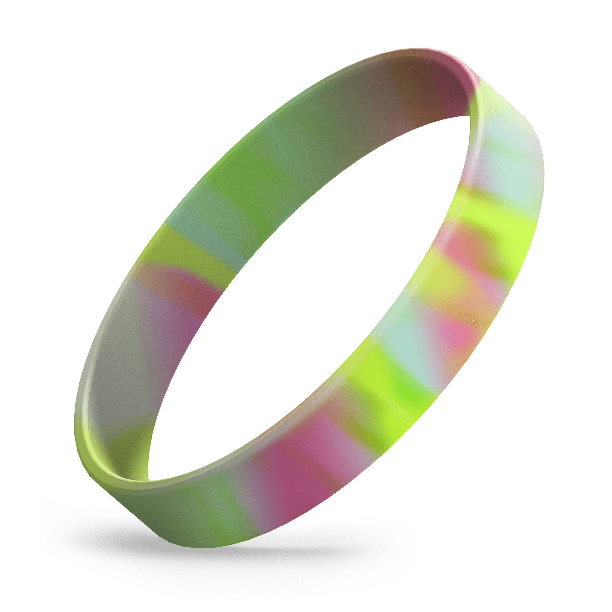Custom Printed (Hot Pink / Light Blue / Lime Green Swirl) Silicone Wristbands - Rubber Bracelets by Wristband Resources