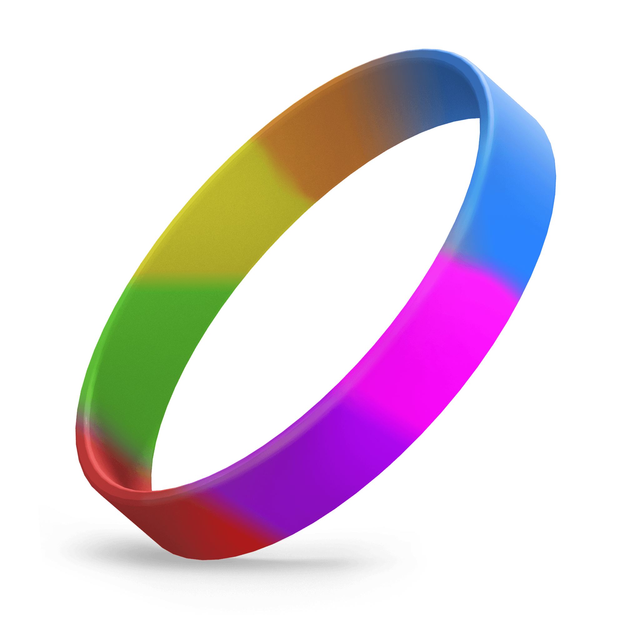 Custom Printed (Rainbow Segmented) Silicone Wristbands - Rubber Bracelets