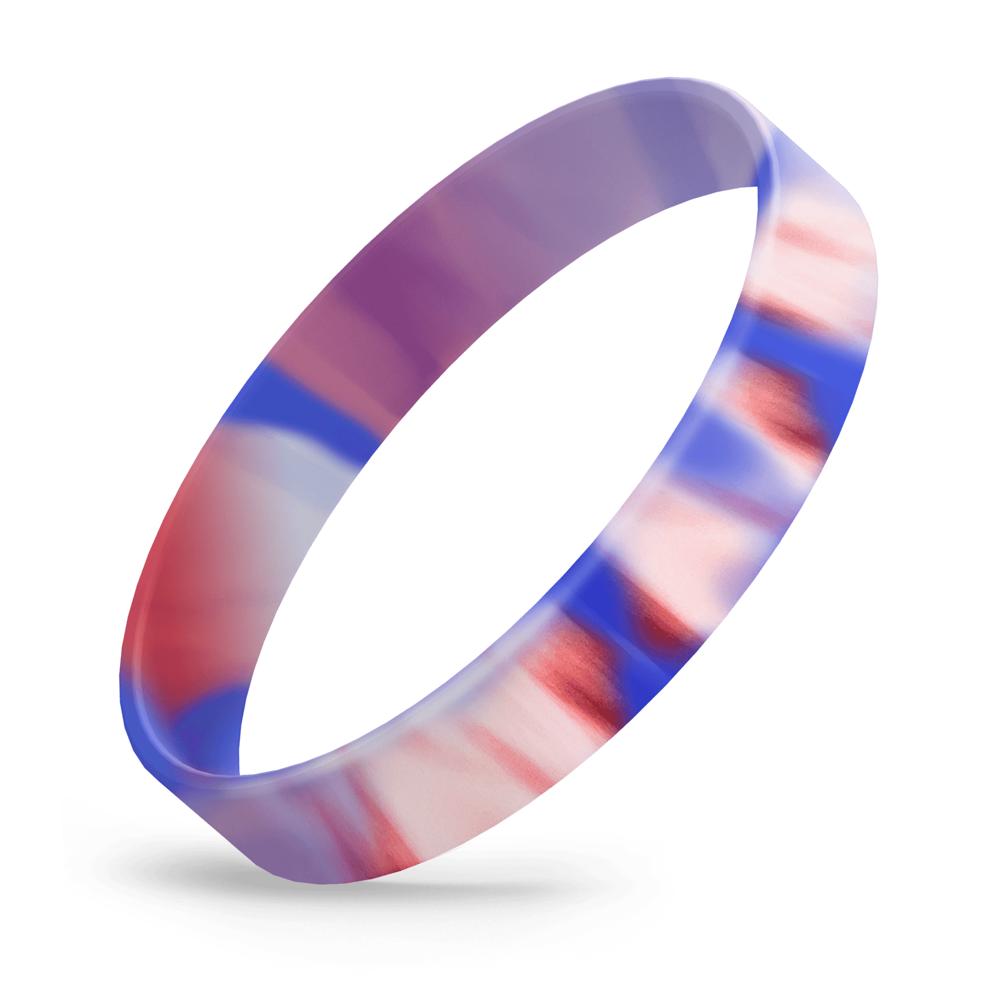Custom Ink Injected (Red / White / Blue Swirl) Silicone Wristbands - Rubber Bracelets by Wristband Resources
