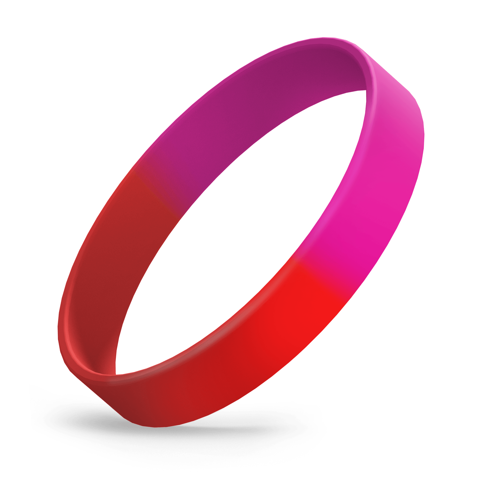 Custom Ink Injected (Red / Hot Pink Segmented) Silicone Wristbands - Rubber Bracelets