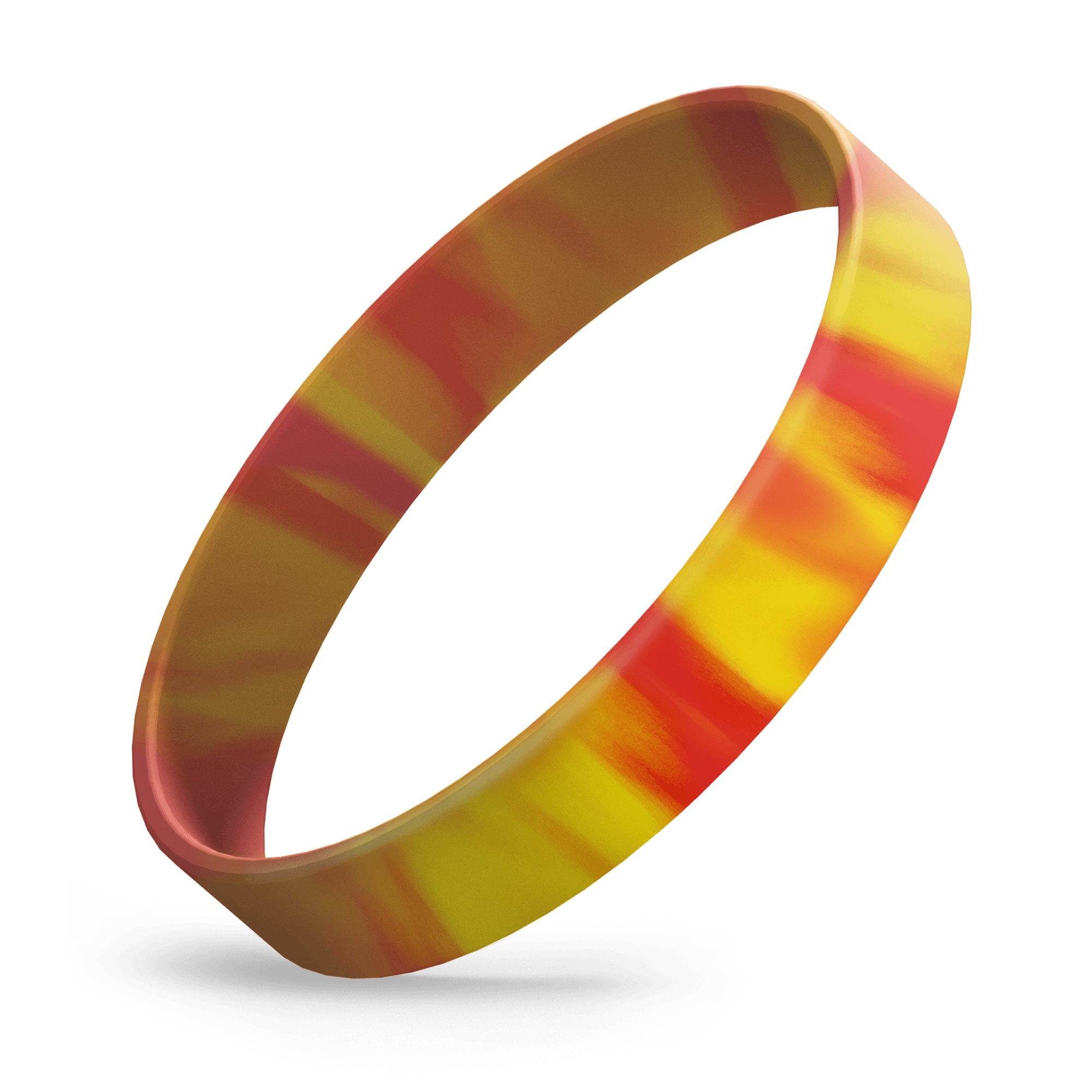 Custom Ink Injected (Red / Yellow Swirl) Silicone Wristbands - Rubber Bracelets