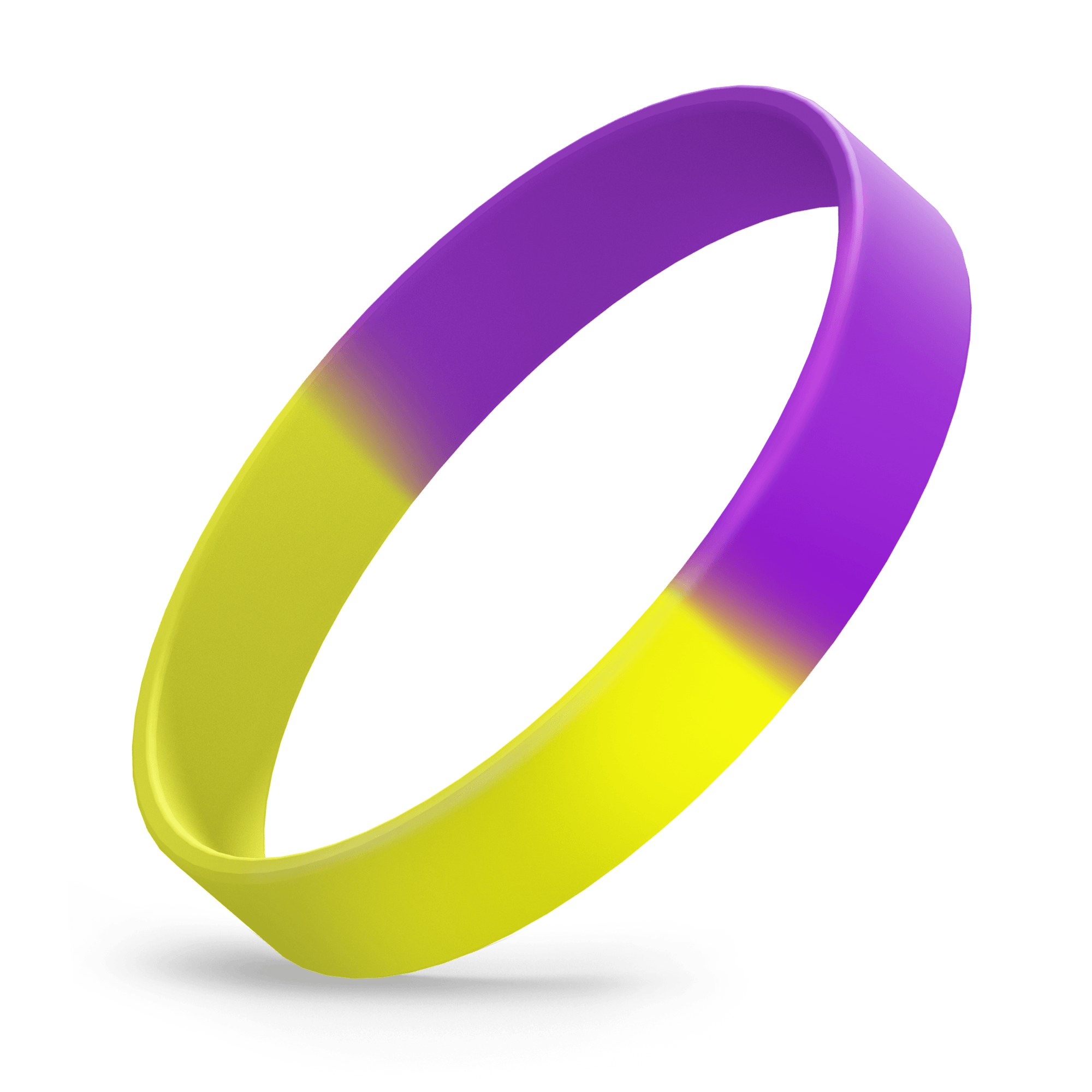 Custom Ink Injected (Yellow Gold / Purple Segmented) Silicone Wristbands - Rubber Bracelets by Wristband Resources