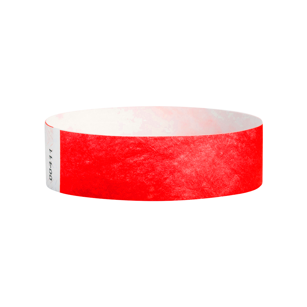 Custom Tyvek 3/4 inch Neon Red Wristbands