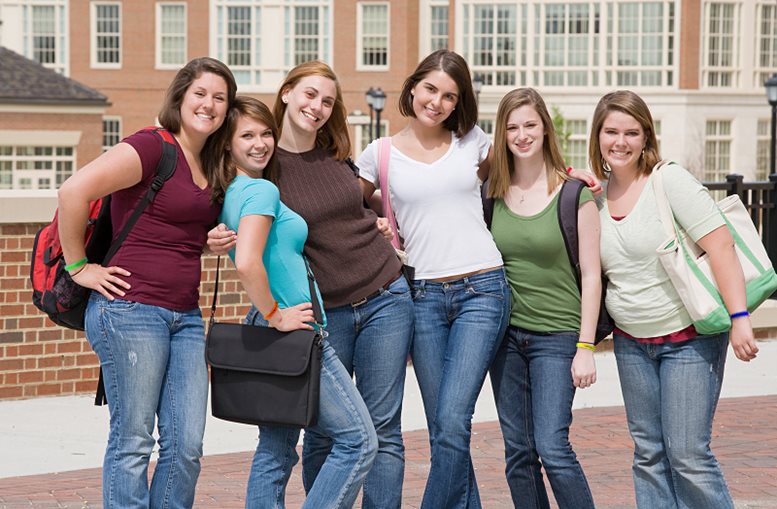 Sorority sisters wearing silicone wristbands