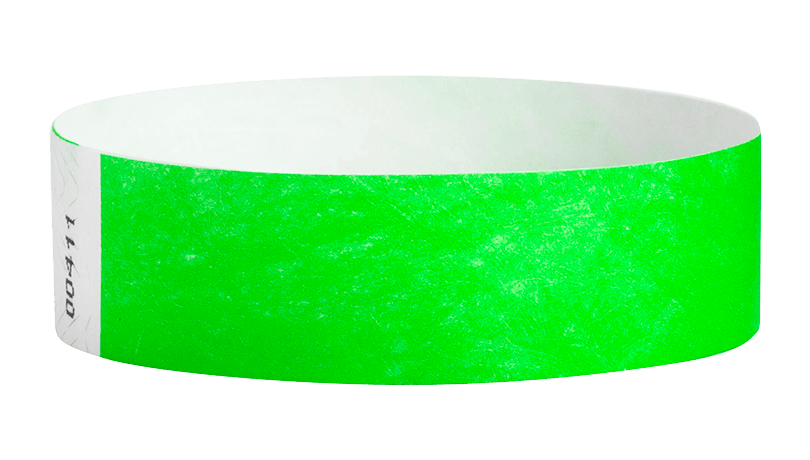 Custom Tyvek 3/4 inch Neon Green Wristbands