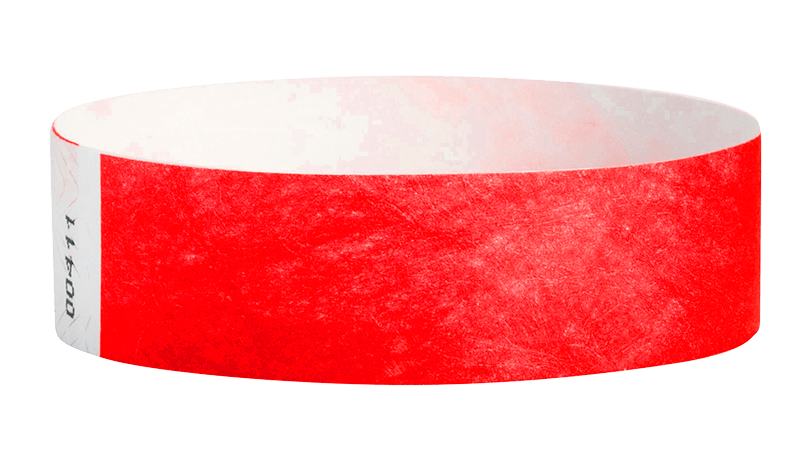 Tyvek 3/4 inch Neon Red Wristbands - Paper bracelets for events by Wristband Resources