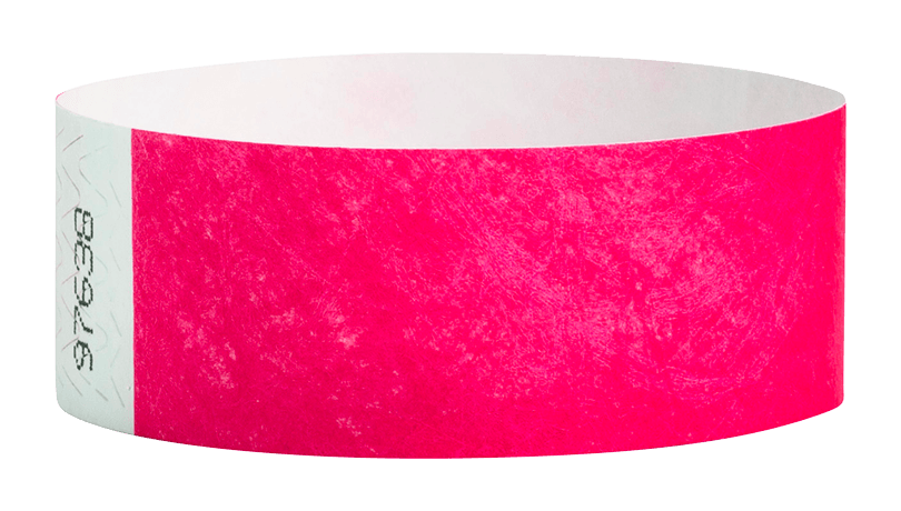 Custom Tyvek 1 inch Neon Pink Wristbands - Paper Bracelets For Events