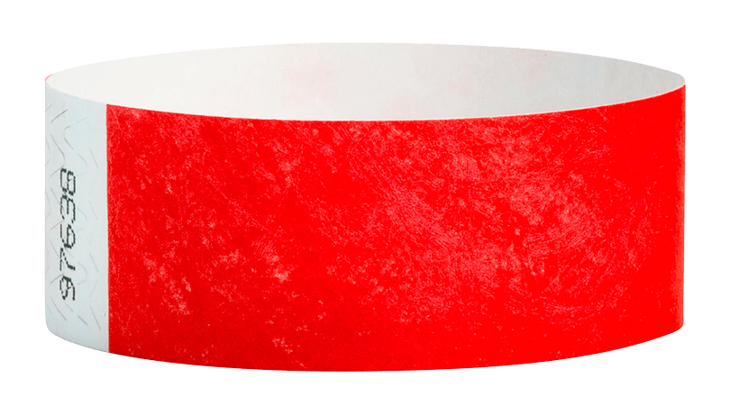 Custom Tyvek 1 inch Neon Red Wristbands - Paper Bracelets For Events