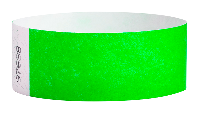 Custom Tyvek 1 inch Neon Green Wristbands - Paper Bracelets For Events