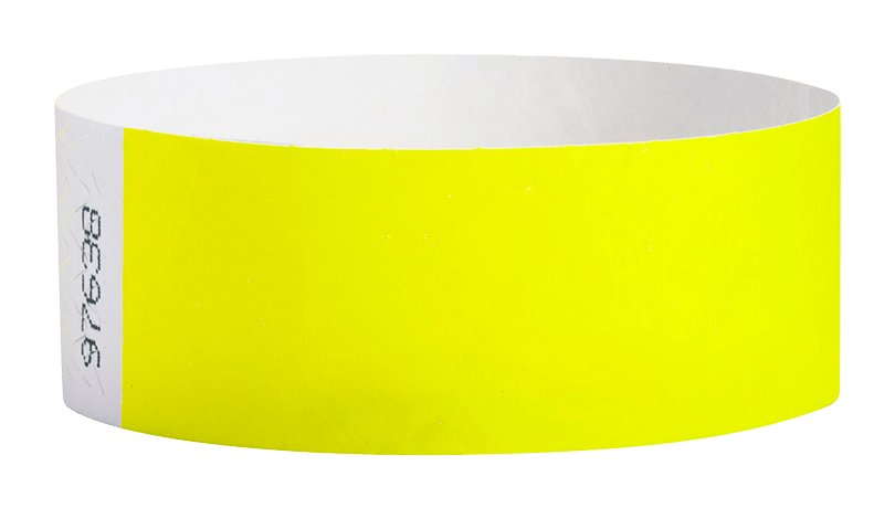 Custom Tyvek 1 inch Neon Yellow Wristbands - Paper Bracelets For Events