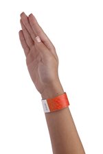 Tyvek Wristband on wrist