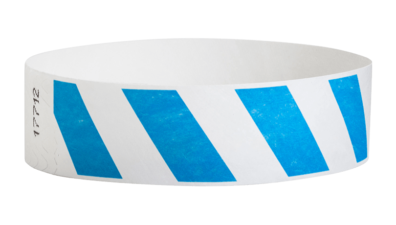 3/4 inch Tyvek Blue Stripes Wristbands by Wristband Resources